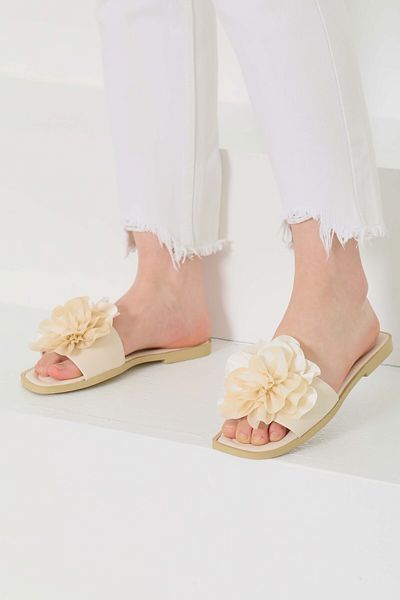 TOFİSA Women's Cream Rose Slippers - 27114