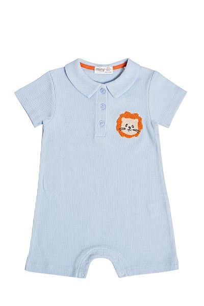 Miny Center Waffle Fabric Lion Figured Baby Boy Jumpsuit
