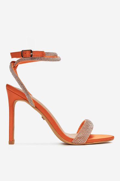 DeeZee Women's High Heel Sandals Low Orange Heel 39