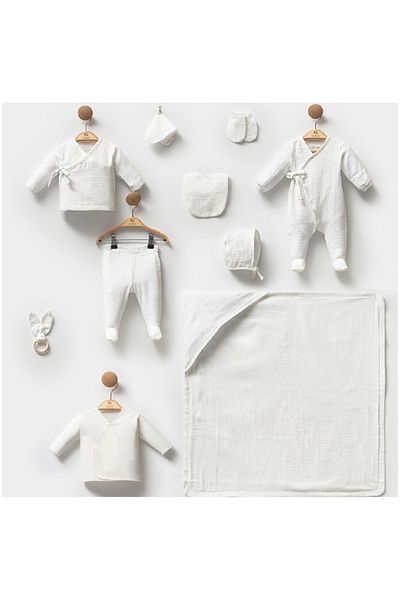 Cassiope Organic Cotton Patterned Muslin Set of 10 Hospital Release 0-3Months Newborn