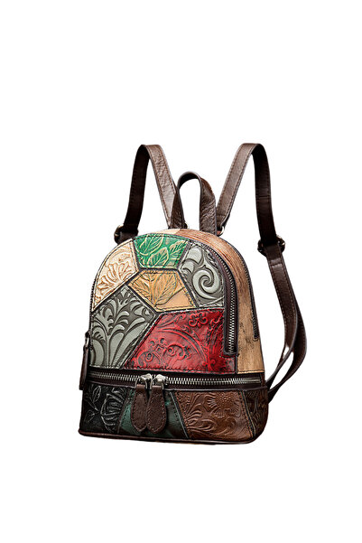 Busy Lady&Gentleman Rucsac de damă IoSono Mini, piele naturală, multicolor aleatoriu