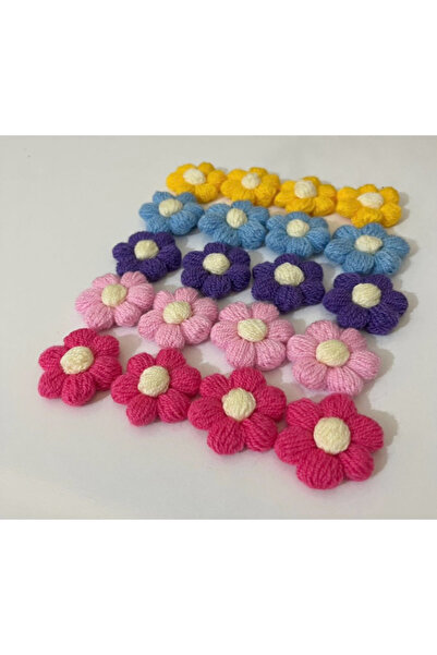 Petek Collection Örgü Papatya Renkli Motif Çiçekler (10’lu paket)