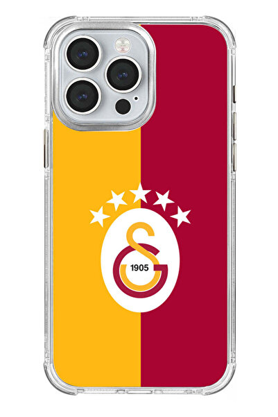 Galatasaray iPhone 15 Pro Max Uyumlu Galatasaray 5 Yıldız Parçalı Bayrak Lisanslı Telefon Kılıfı
