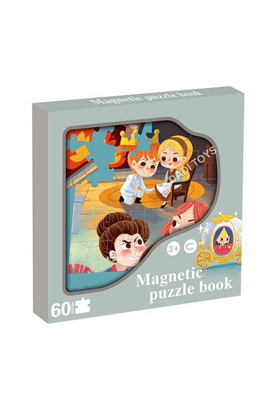 OEM Joc puzzle magnetic, Cenusareasa si pantoful de sticla, 60 piese