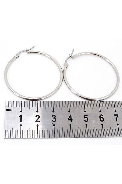 Takı Dükkanı 36mm Women's Hoop Steel Earrings Pair Italian Locked Mse27
