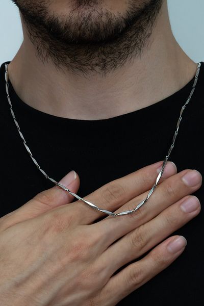 Takı Dükkanı Cube Triangle Model Steel Men's Necklace Chain Eck38k