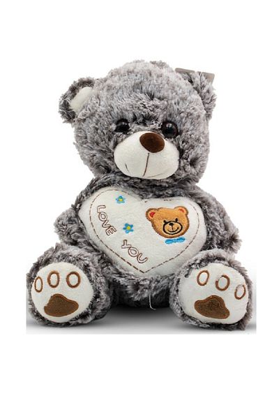 rexa Grey Teddy Bear with Heart "Love You" – 32cm x 26cm