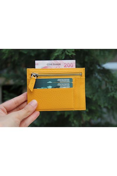 Silahlı Tower Zip Leather Zippered Card Holder Zpch Fl12 Yellow