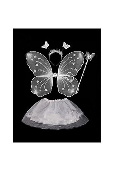 Findit White Butterfly Costume - White Butterfly Costume Accessory Set 4 Pieces (2818)