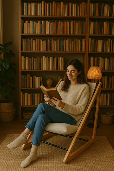 Zem Lupa Bohem Ahşap Berjer , Beyaz