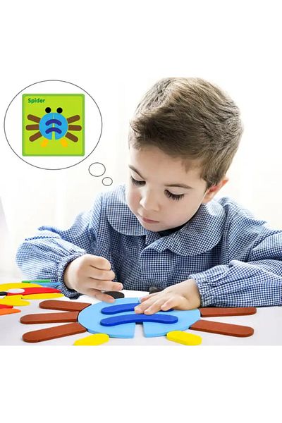 OEM Tangram educational game with 30 multicolored wooden geometric pieces, Montessori