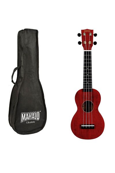 Mahalo Slimline Ms1trd Soprano Ukulele Transparent Red, Case