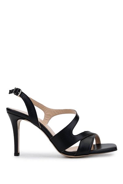 Tamer Tanca Women's Genuine Leather Black Leather Heeled Shoes