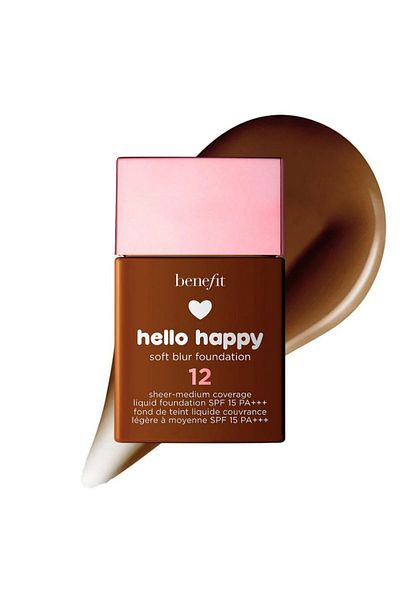 benefit cosmetics Benefit Hello Happy Soft Blur Foundation 30ML | Lightweight, Buildable Coverage with SPF 15