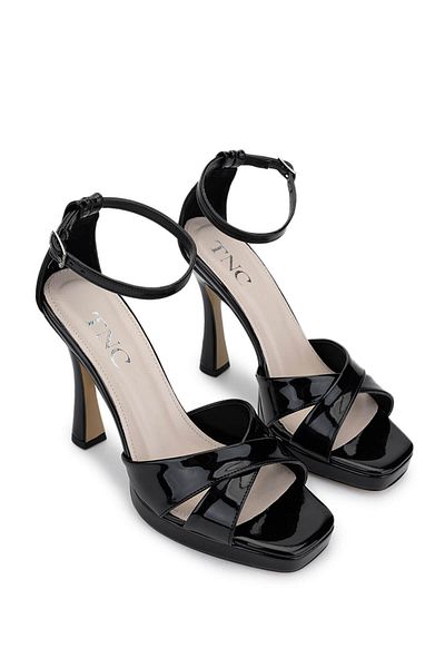 Tamer Tanca Women's Vegan Black Patent Leather Heeled Shoes