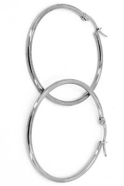 Takı Dükkanı 36mm Women's Hoop Steel Earrings Pair Italian Locked Mse27