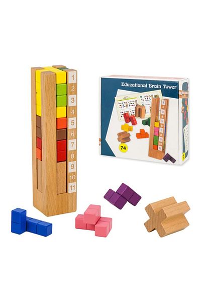 OEM Educational game, Tetris tower with wooden pieces, Montessori