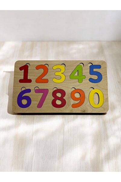 Gökkuşağı Rakam Puzzle, Ahşap Bul-Tak Yapboz, Renkli Eğitici Bulmaca, Sayı Öğrenimi