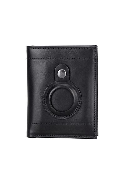Enseb Airmaka Airtag Compatible Leather Men's Wallet Rst1 Black
