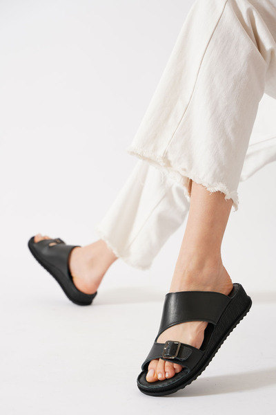 Himushe Solis Adjustable Buckle Genuine Leather Orthopedic Women's Slippers B...