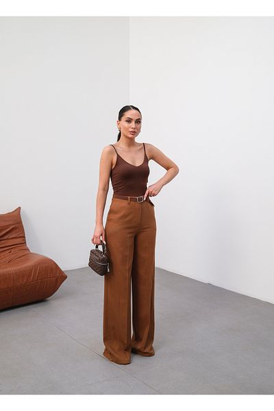 OUZ Fashion Women's Belted and Flowy Linen Pants (Belt Included)