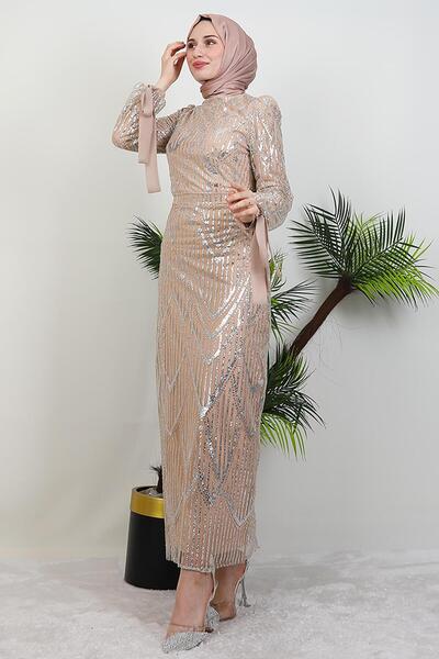 giz astore Sevil Simli Elbise Sütlükahve