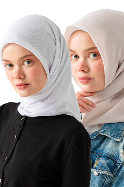 Wega Moda Eșarfă jacquard din bumbac din 2 bucăți, aspect natural și elegant,...