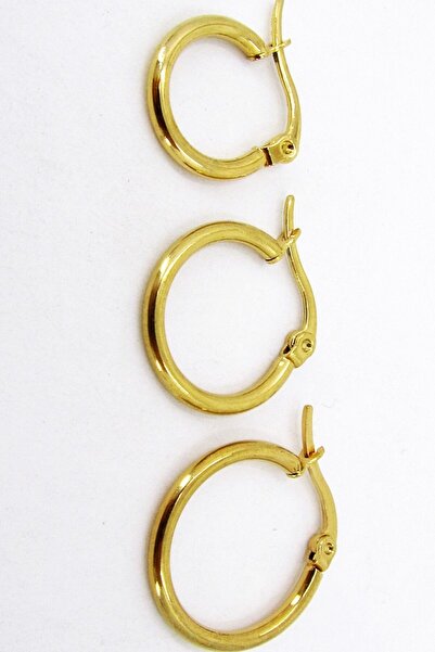 Takı Dükkanı 11-15-17 mm 3'lü Kadın Halka Çelik Küpe Seti mse28