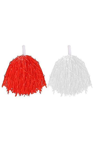 Findit 1 Pair of April 23 Show Pompoms in Red and White Colors (2818)