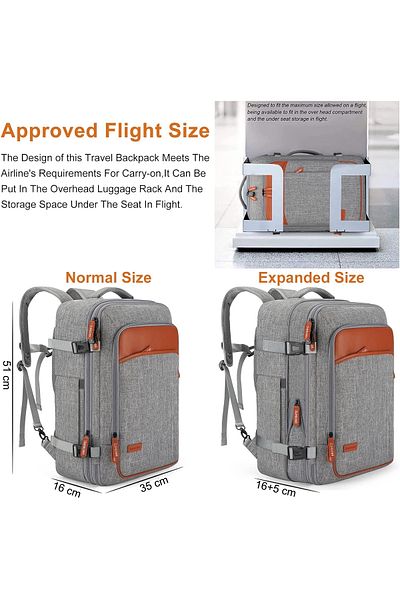 OEM Rucsac de călătorie, extensibil cu capacitate de 40 l, include 4 genți, impermeabil, cu port USB, albastru