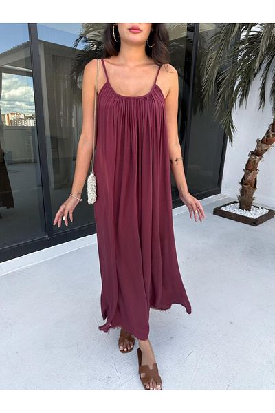 My Blog Rochie roșie Claret cu croială confortabilă - 3173