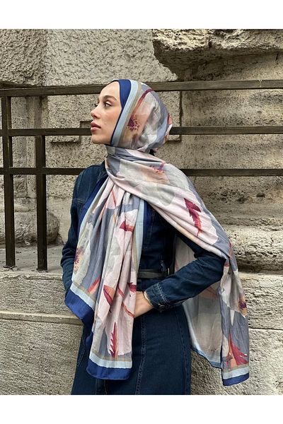 dilara kavasoğlu butik Poppy Patterned Bamboo Cotton Shawl