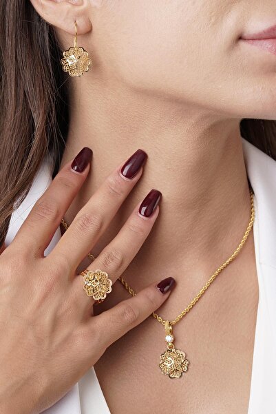 Fiyonk Kuyumculuk 14 Ayar Altın Gül Motifli Telkari Set – Anne Seti | Sevgi, ...