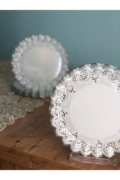 B&M Silver Lace Curved Cake Plate 6 Pieces