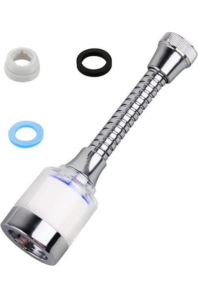 RosyFate Prelungitor pentru robinet, oțel inoxidabil/ABS, argintiu/alb, 16 x 4,1 cm