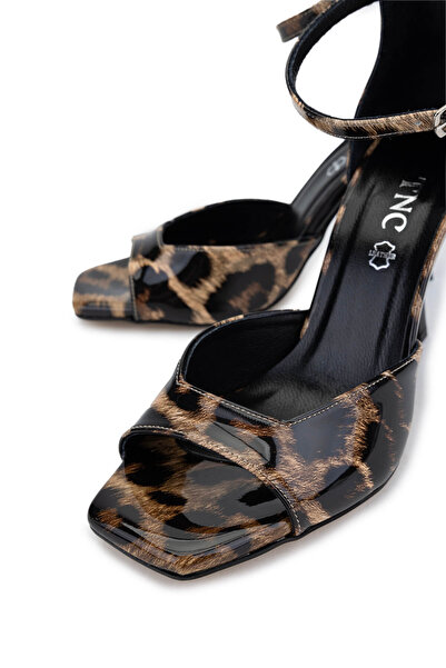 Tamer Tanca Women's Vegan Leopard Patent Leather Heeled Shoes