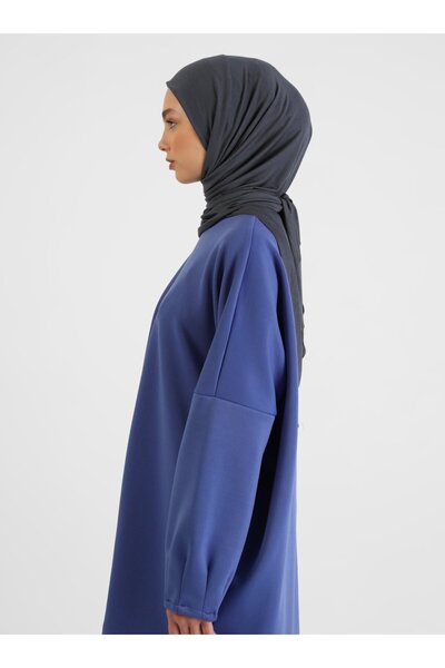 Tuva Viskon Jersey Hazır Türban- Koyu Gri -