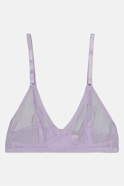Monki Women Non Padded Sheer Mesh Bralette, Lavender