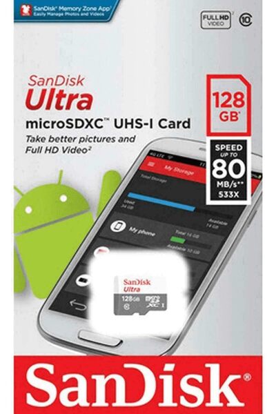 SanDisk Ultra microSDXC Memory Card SDSQUNS-128G-GN6MN 128GB 80MB/s UHS-I Class 10