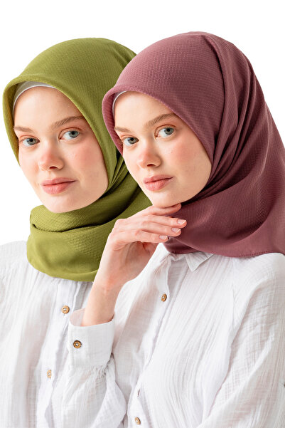 Wega Moda Eșarfă jacquard din bumbac din 2 bucăți, aspect natural și elegant,...