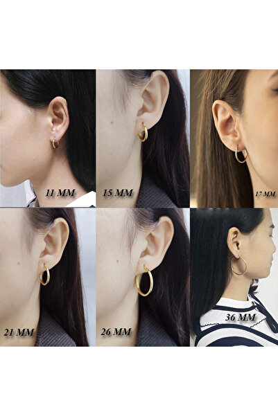 Takı Dükkanı 36mm Kadın Halka Çelik Küpe Çifti İtalyan Kilitli mse27