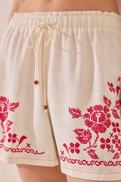Women'secret White embroidered linen trouser
