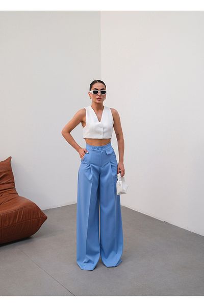 OUZ Fashion Women's Button Detailed Palazzo Pants