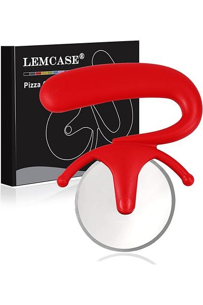 Lemcase pizza cutter, stainless steel, silver/red, 16 x 13.5 x 1.2 cm