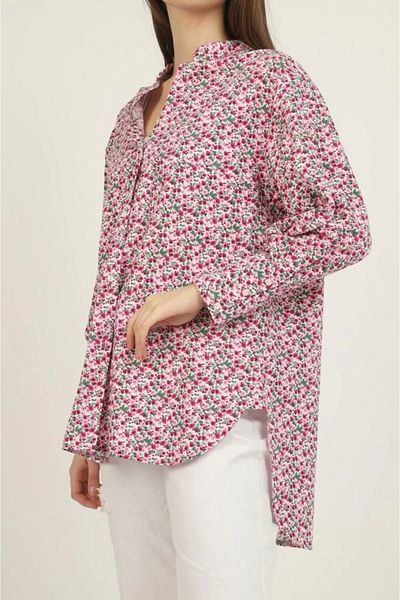 Şair Red V-Neck and Patterned Shirt