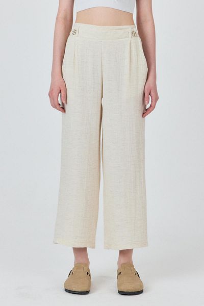 Rays Natural Linen Look Button Detailed Trousers 4720A