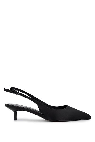Tamer Tanca Women's Vegan Black Satin Heeled Shoes