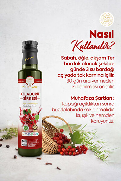 Zühre Ana Gilaburu Sirkesi Doğal Fermantasyon Guelder Rose Vinegar 500 Ml