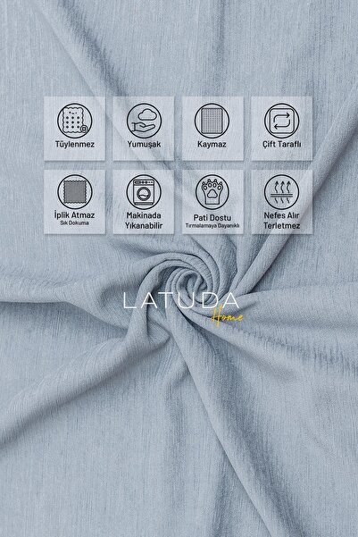 Latuda Home Husă de scaun anti-alunecare din microfibră chenille dublă 175x350 cm XL- Bulut – Cat Dog & Child Friendly