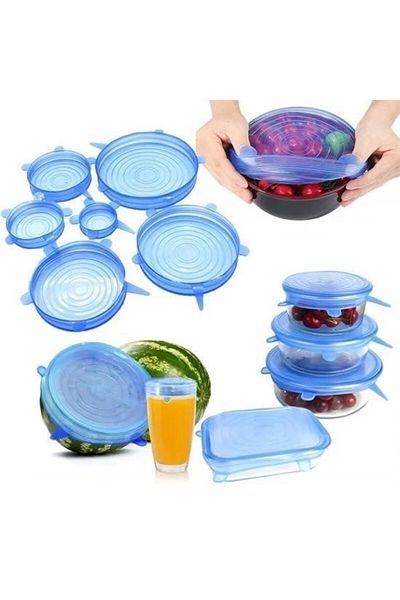 storeks 6-Piece Silicone Stretch Food Storage Protection Covers to Retain Freshness